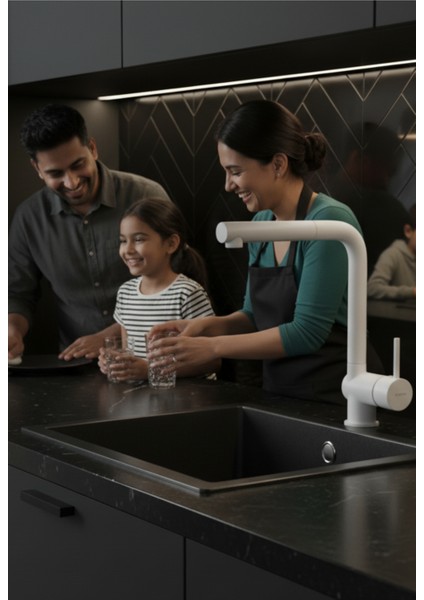 Aster BCA_A73M Beyaz Spiralli Mutfak Evye Bataryası | Çekilebilir Başlık, 35 mm Seramik Kartuş, Bal Peteği Aeratör, Sessiz kullanım, Su Tasarrufu indirimleri