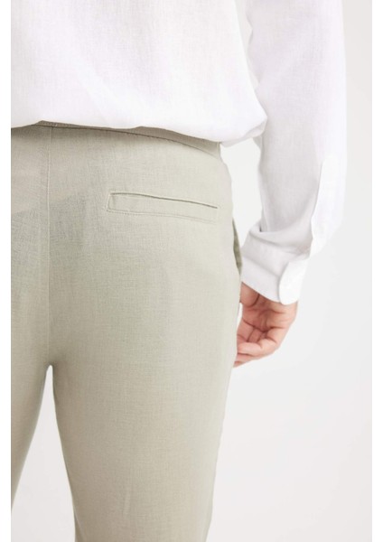 Yazlık Jogger Keten Düz Paça Pantolon D7542AX25SP