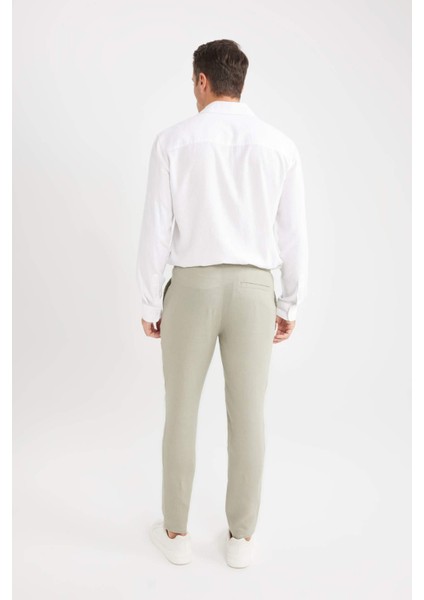 Yazlık Jogger Keten Düz Paça Pantolon D7542AX25SP
