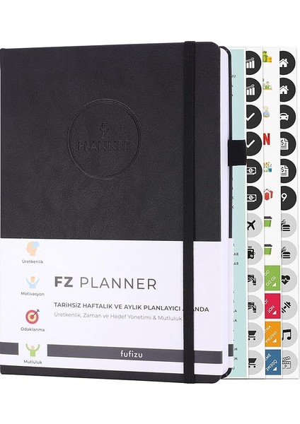 Fz Planner Tarihsiz Haftalık Planlayıcı Deri Ajanda, Siyah