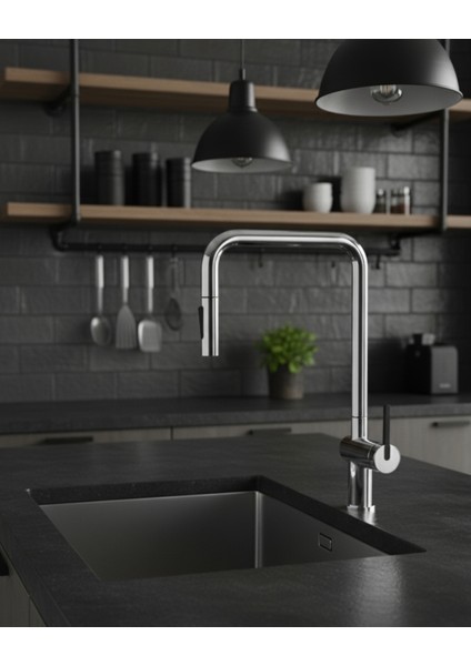 Momi BKM_073N U‑Tip Çekme Spiralli Krom Mutfak Evye Bataryası | Çift Jet, Bal Peteği Aeratör,sessiz kullanım indirimleri