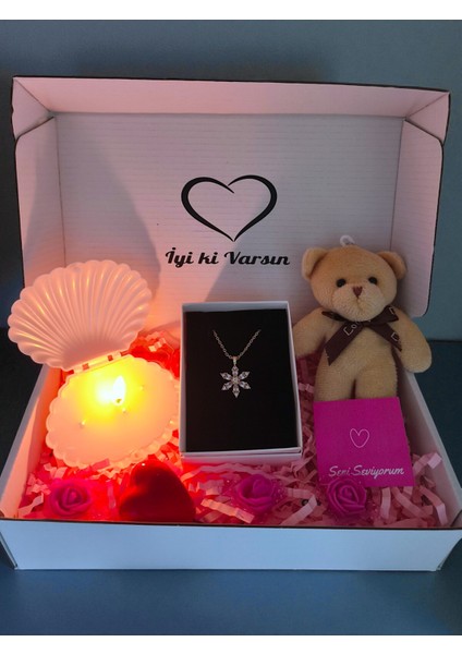 Konsept Hediye- Çelik Gold Lotus Kolye,istiridye Mum,beyaz Ayıcık Anahtarlk Sevgili Arkadaş Hediye fiyatları