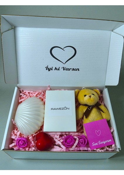 Konsept Hediye- Çelik Gold Lotus Kolye,istiridye Mum,beyaz Ayıcık Anahtarlk Sevgili Arkadaş Hediye modelleri