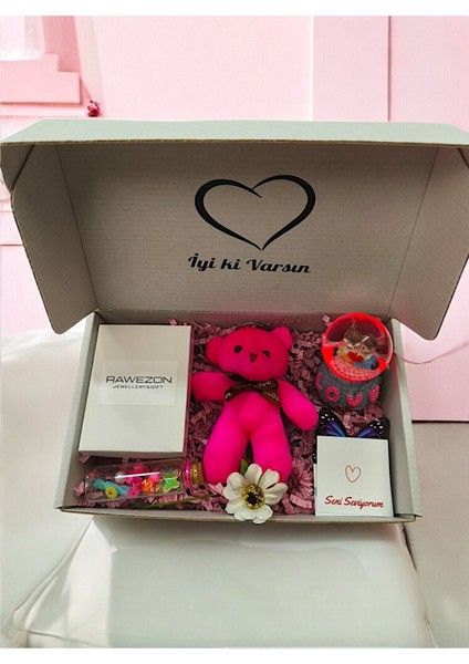 3'lü Hediye Kutusu Kalpli Çelik Kolye,peluş Anahtarlık-Işıklı Sevgili Küre- Sevgiliye,arkadaşa fiyatları