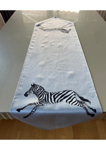 Zebra Desenli Yeşil Renk 35*135 cm Runner