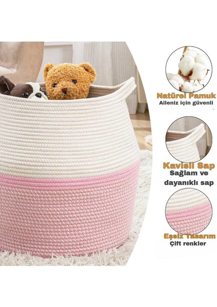 Hasır, Jüt Sepet, Banyo Sepeti, Havlu Sepeti, Kirli Sepeti, Oyuncak Sepeti, Düzenleyici, 40X45