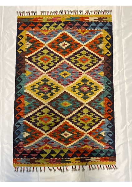 El Dokuma Afgan Kilim Yün Kök Boya