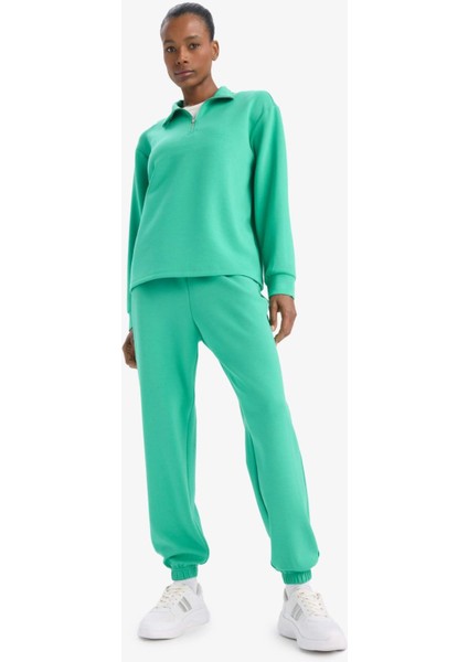 Oversize Geniş Kalıp Yarım Fermuarlı Dik Yaka Modal Sweatshirt D7126AX25SP