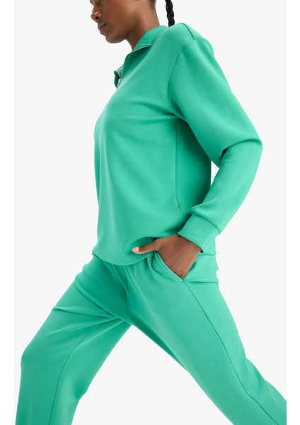 Oversize Geniş Kalıp Yarım Fermuarlı Dik Yaka Modal Sweatshirt D7126AX25SP