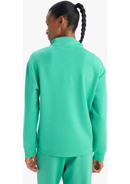 Oversize Geniş Kalıp Yarım Fermuarlı Dik Yaka Modal Sweatshirt D7126AX25SP