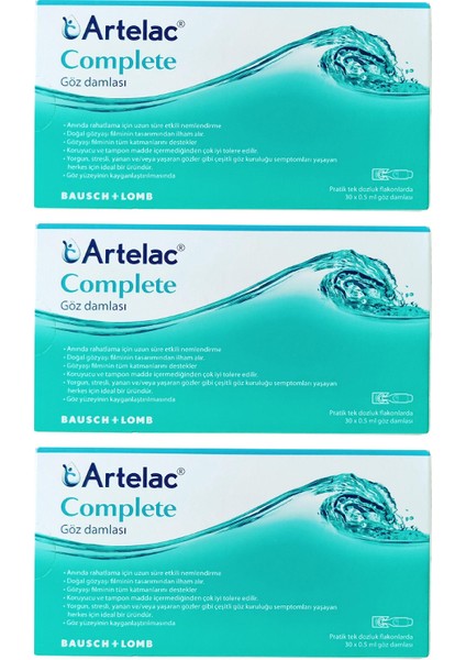 Artelac Complete Damla 30 Flakon 0.5 ml 3 Adet