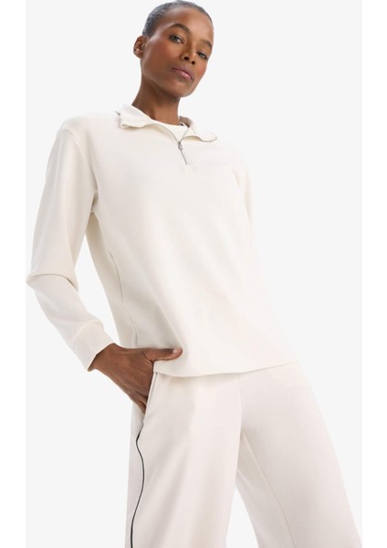 Oversize Geniş Kalıp Yarım Fermuarlı Dik Yaka Modal Sweatshirt D7126AX25SP