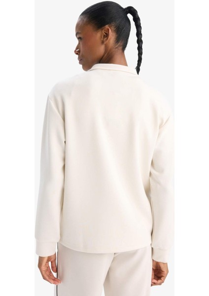 Oversize Geniş Kalıp Yarım Fermuarlı Dik Yaka Modal Sweatshirt D7126AX25SP