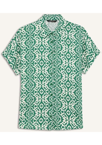 Regular Fit Desenli Kısa Kollu Gömlek C9621AX25SP