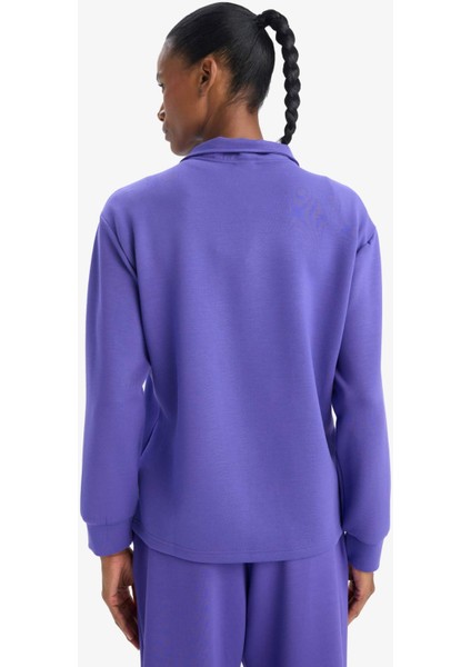 Oversize Geniş Kalıp Yarım Fermuarlı Dik Yaka Modal Sweatshirt D7126AX25SP