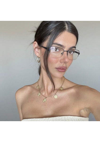 Ince Metal Dikdörtgen Unisex Gözlük Çerçevesi – Optik Cam Değişimine Uygun