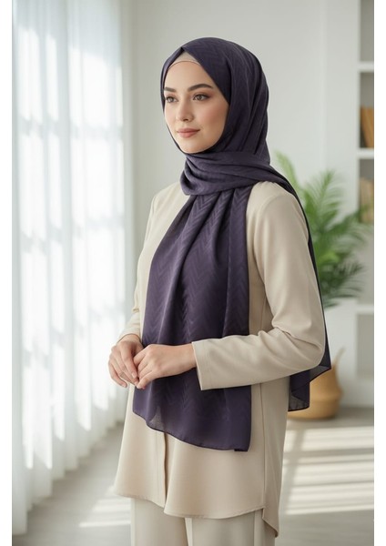 Shawl Secret Zikzak Desenli Jakarlı Şal