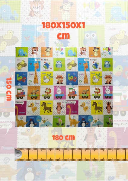 Katlanabilir Çift Taraflı Eğitici Çocuk Oyun Matı, Halısı 180X150 (Taşıma Çantalı) - Ayı fırsatları
