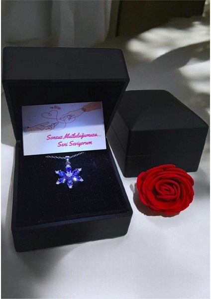 Işıklı Kutuda Mor Lotus Çelik Kolye – Doğum Günü, Kadın, Sevgili, Arkadaşa,annelere Hediye