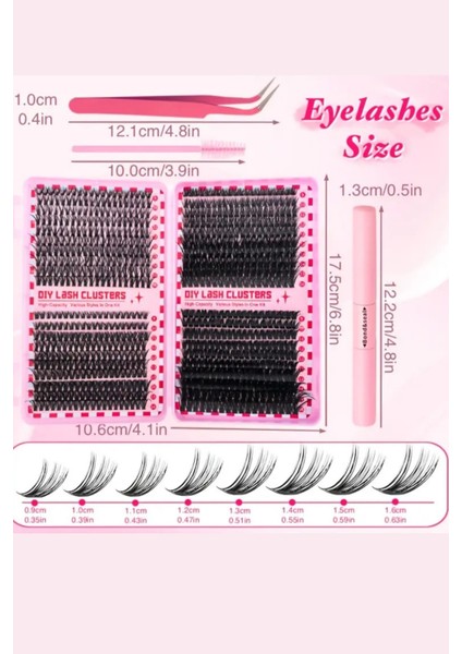 800 Parça Kendin Yap Kirpik Seti – 9-16mm Küme Kirpikler, Cımbız, Fırça ve Yapıştırıcı ile Birlikte Büyük Kapasiteli Kitap Seti modelleri