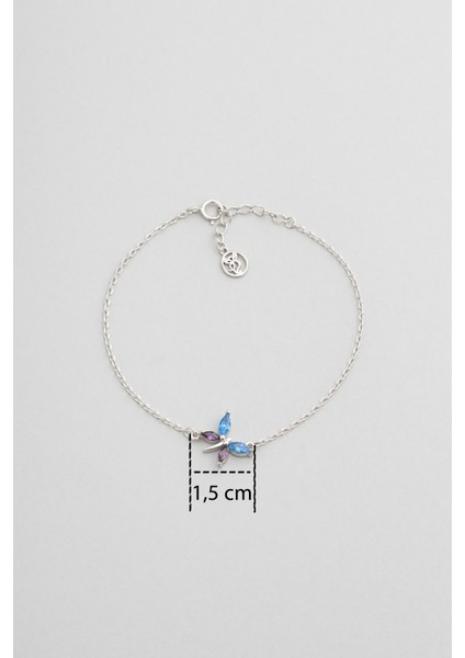 Kelebek Dokunuşu 18 Ayar Beyaz Altın Kaplama 19 cm Gümüş Bileklik modelleri