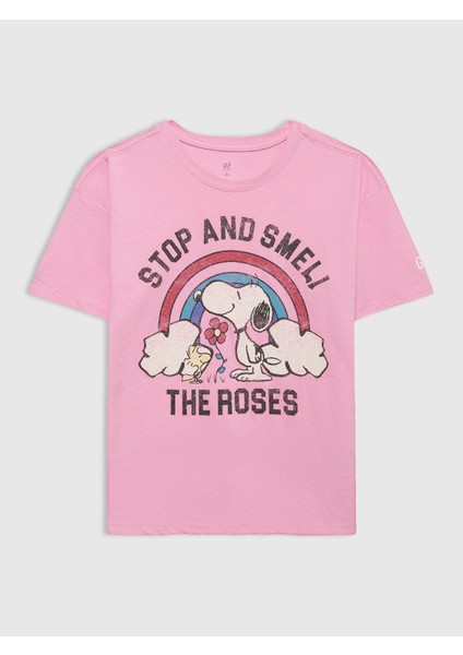 Kız Çocuk Pembe Grafik Baskılı Tunik T-Shirt