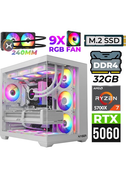 Nova X60 Ryzen 7 5700X 32GB Ram 2tb M.2 Nvme SSD 8gb RTX5060 Sıvı Soğutmalı Oyuncu Tavsiye Sistem