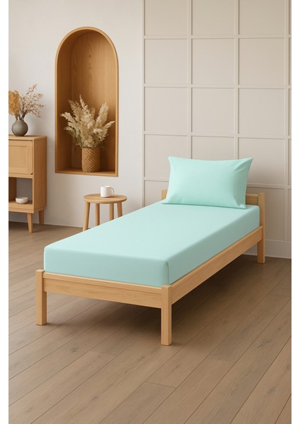 %100 Pamuk Tek Kişilik Lastikli Çarşaf Yastık Kılıfı Seti (2 Parça) - 100X200 cm - 120X200 cm