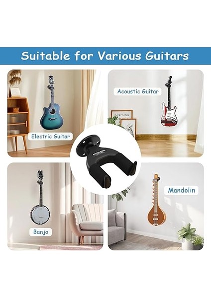Duvar Için Otomatik Kilitli Gitar Tutucu – Akustik Gitarlar, Elektro Gitarlar, Bas, Klasik Gitarlar, Ukulele ve Daha Fazlası Için Evrensel Duvar Askısı – Kendinden Kilitli, 2'li Paket modelleri