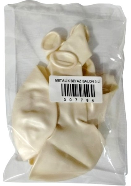 Metalik Beyaz Balon 5 Li - 2 Paket