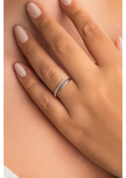 Liora 18 Ayar Beyaz Altın Kaplama Ayarlanabilir Gümüş Yüzük fiyatları