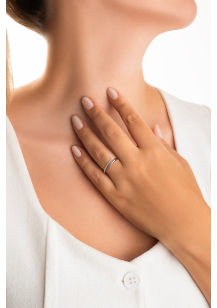 Liora 18 Ayar Beyaz Altın Kaplama Ayarlanabilir Gümüş Yüzük fırsatları