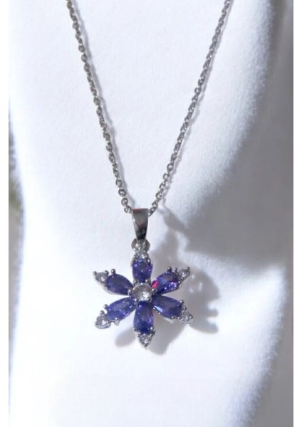 Çelik Mor Lotus Kolye ve Mor Peluş Ayıcık Anahtarlık Konsept - Sevgiliye-Sevdiklerinize Hediye fırsatları