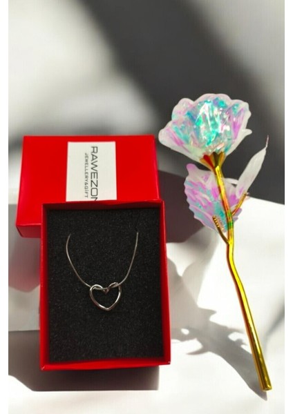 Anlamlı Hediye &sonsuzluk Güllü Özel Içi Boş Kalp Kolye -Sevgiliye Arkadaşa Sevdiklerinize Hediye fırsatları