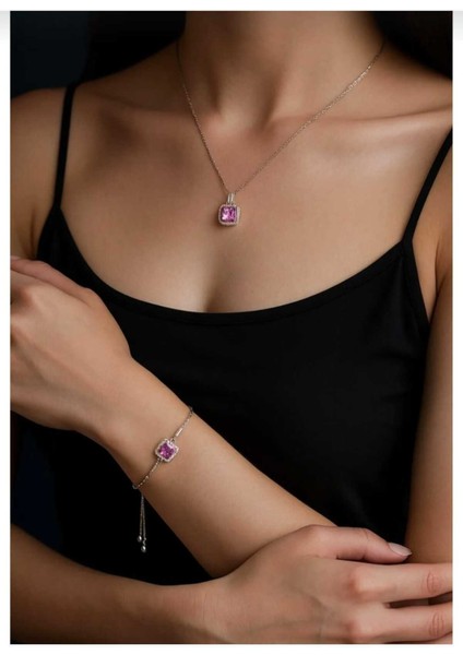 Pembe Elit Hediye Set -Çelik Baget Kolye-Bileklik-Ayıcık Anahtarlık-Mini Atlı Karınca-Dilek Şişesi fırsatları