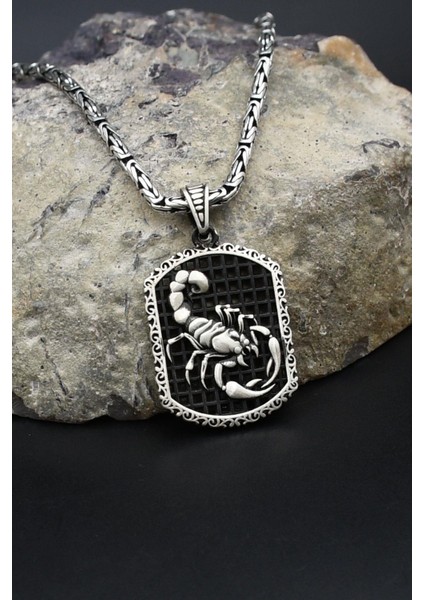 Akrep Figürlü 925 Ayar Gümüş Kolye Kral Zincir 2mm 902419