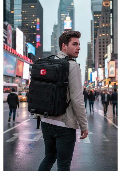 Ortaboy Taktik Sırt Çantası Günlük Spor Fitness Siyah 30 Litre