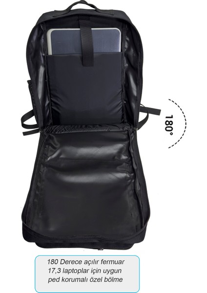 Ortaboy Taktik Sırt Çantası Günlük Spor Fitness Siyah 30 Litre