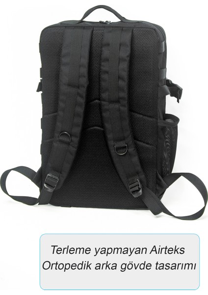 Ortaboy Taktik Sırt Çantası Günlük Spor Fitness Siyah 30 Litre