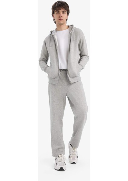 Regular Fit Fleto Cepli Düz Paça Kalın Eşofman Altı D7601AX25SP