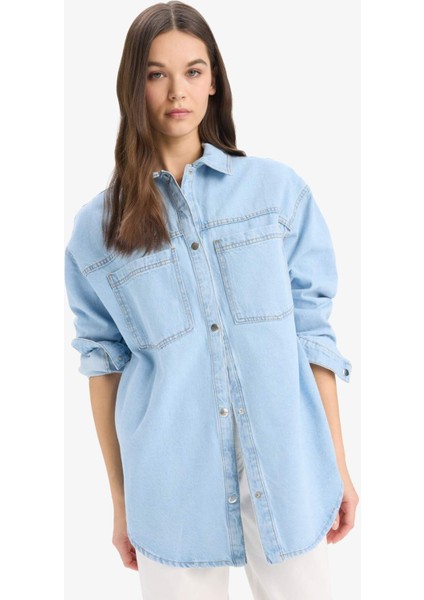 Cepli Çıtçıtlı Denim Ceket