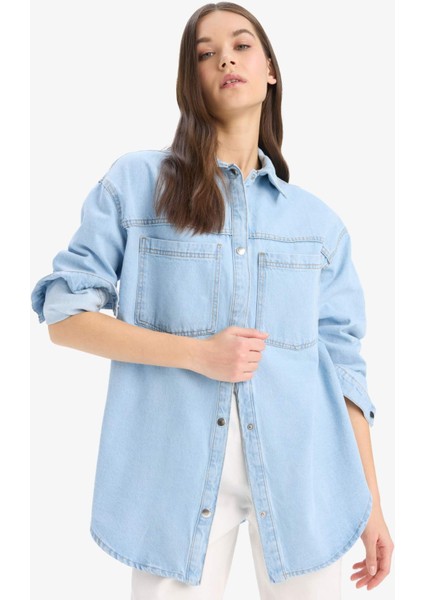 Cepli Çıtçıtlı Denim Ceket