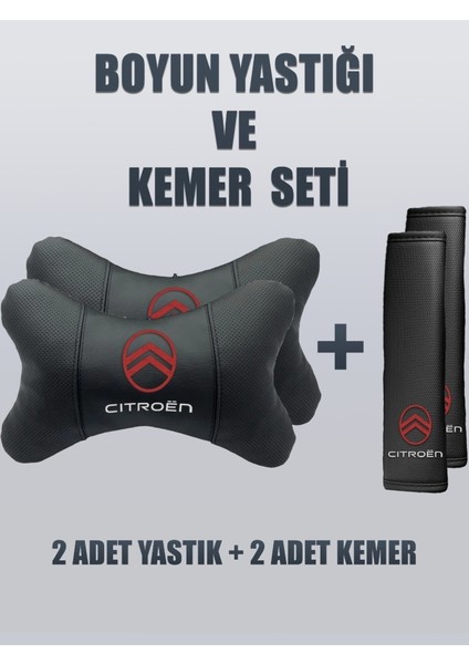 Citroën Yeni Logo Ortopedik Boyun Yastığı ve Kemer Kılıfı – Premium Araba Içi Set
