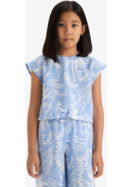 Kız Çocuk Desenli Kısa Kollu Bluz D8597A825SM