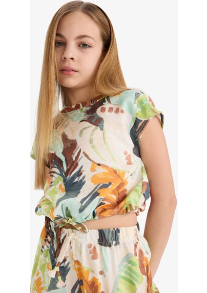 Kız Çocuk Desenli Kısa Kollu Bluz D8597A825SM