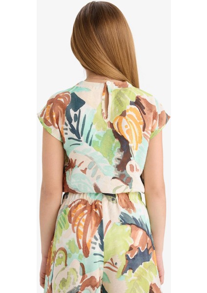 Kız Çocuk Desenli Kısa Kollu Bluz D8597A825SM