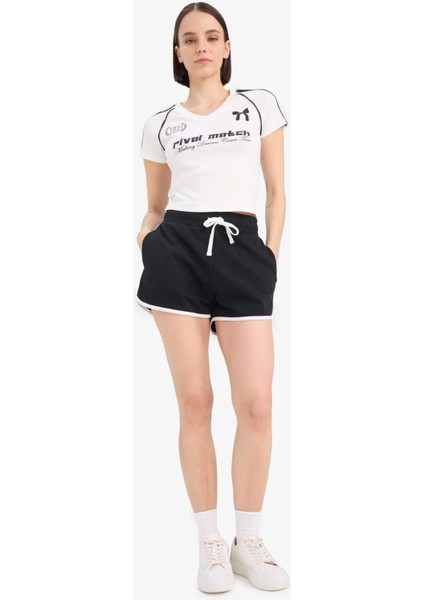 Regular Fit Beli Lastikli Bağcıklı Kalın Mini Şort A6224AX25SM