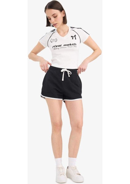 Regular Fit Beli Lastikli Bağcıklı Kalın Mini Şort A6224AX25SM