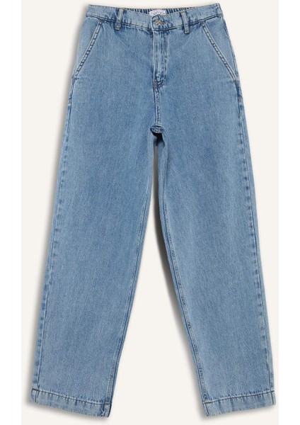 Carrot Fit Beli Lastikli Bilek Boy Jean Yıkamalı Pantolon