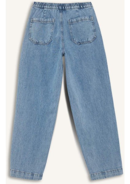 Carrot Fit Beli Lastikli Bilek Boy Jean Yıkamalı Pantolon